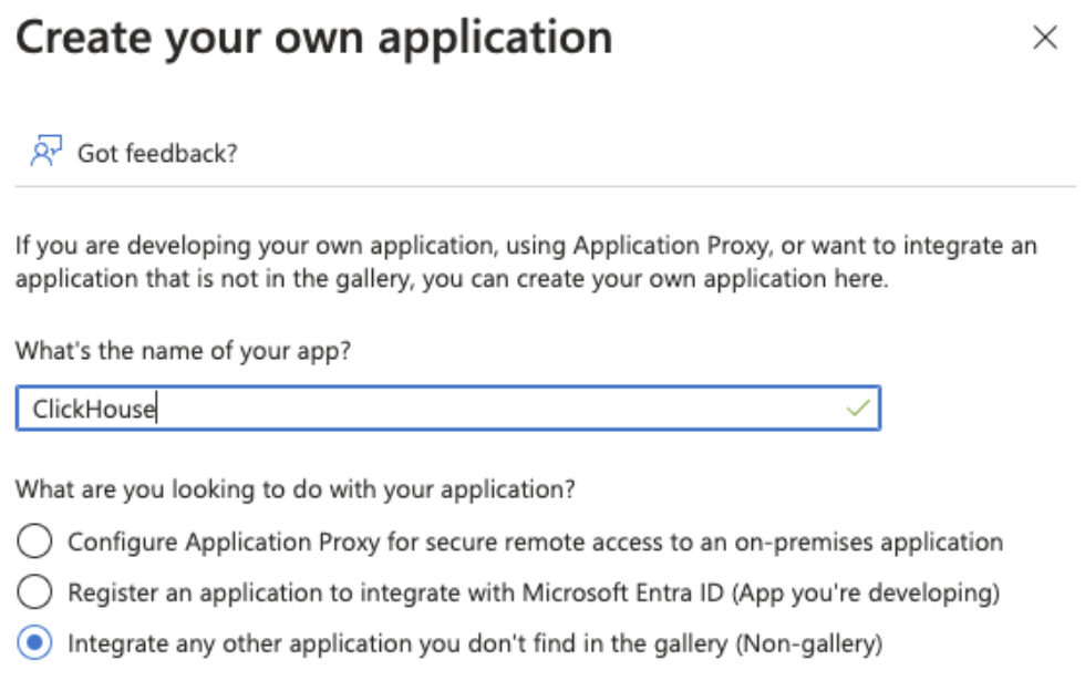 Приложение Azure вне галереи